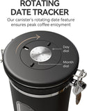 Veken Coffee Canister with Window,Airtight Stainless Steel Pantry Container,Home Kitchen Food Storage Organizers for Ground,Beans,Espresso,Rice,Tea,Sugar,Cereal, Flour,Bar Accessories,Gifts,22OZ,Black - Homesidy.com