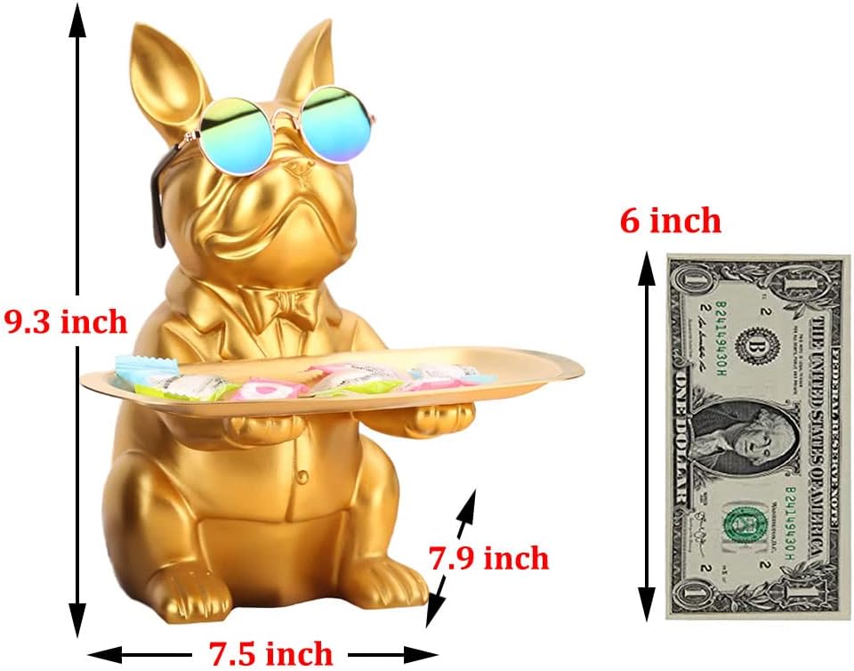 French Bulldog Gifts Statue Tray Organizer for Keys, Candy, Jewelry, Earrings, Entrance Piggy Bank - Modern Decor Resin French Bulldog Decor Entryway Table, Coffee Table, Office Desk, Home Decor - Homesidy.com