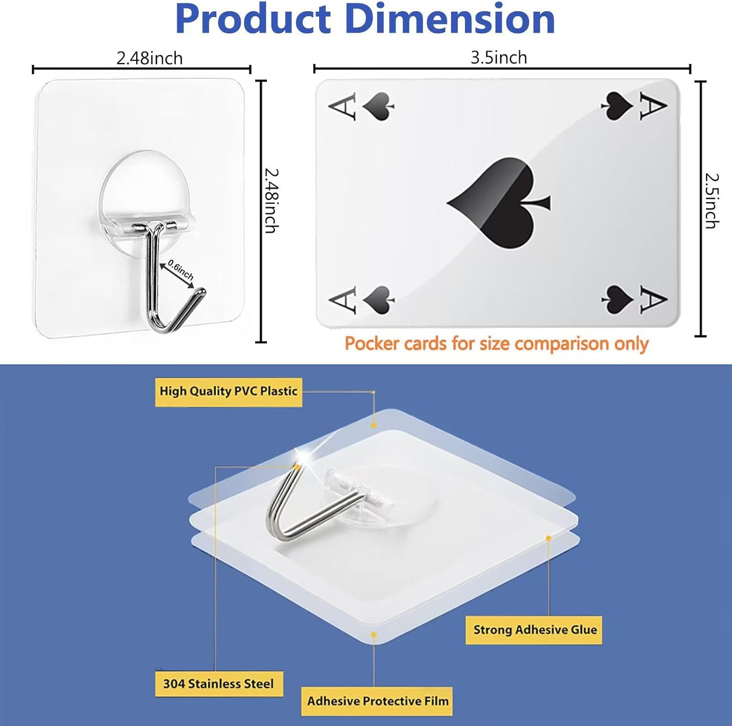 Adhesive Hooks for Hanging Heavy Duty Wall Hooks Self Adhesive Towel Coat Hooks Waterproof Transparent Hook for Bathroom Shower Kitchen Keys Door Outdoor Home Improvement Utility Hook 12 Pack - Homesidy.com