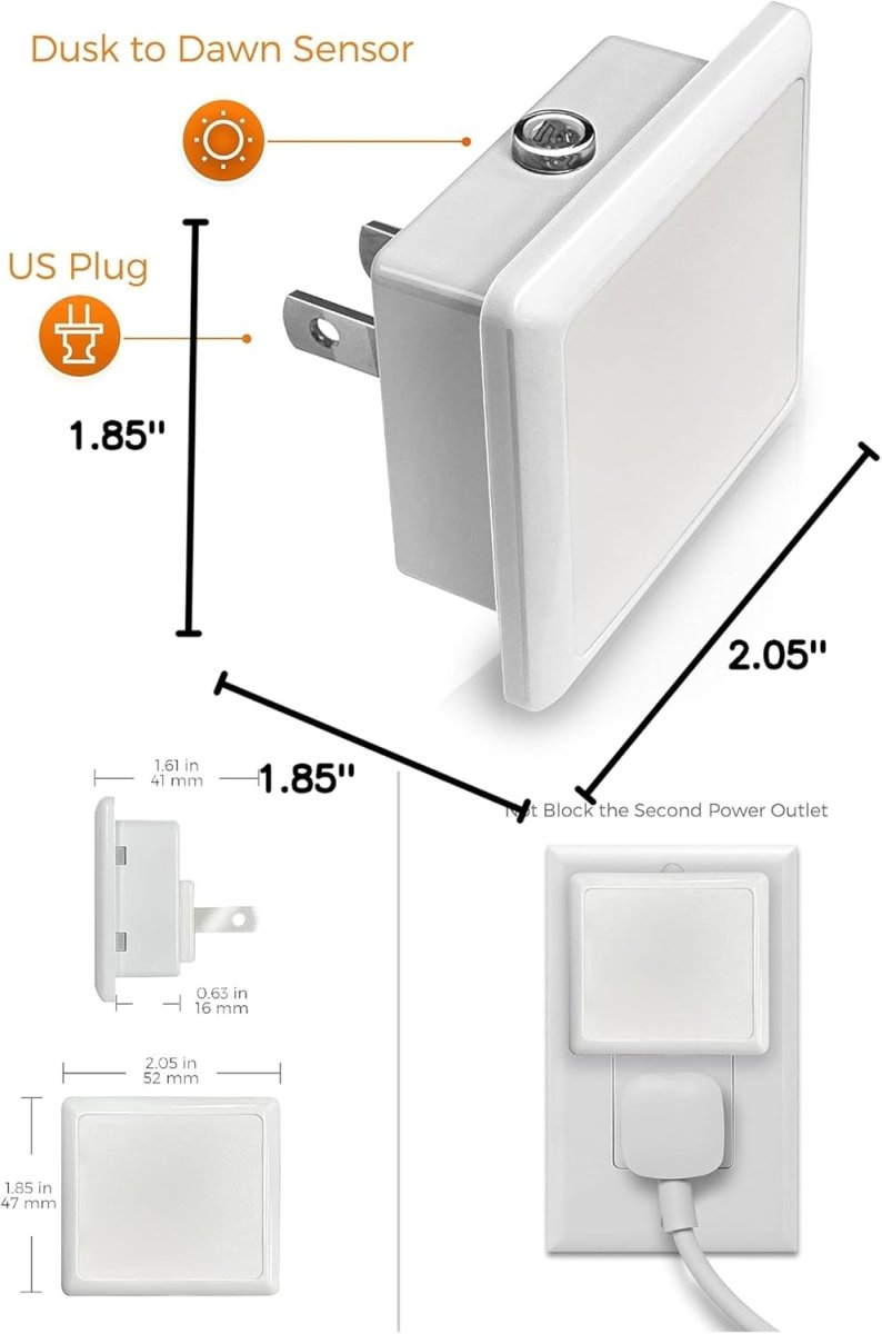 L LOHAS LED Night Lights Plug into Wall 2 - Pack, 0.3W Plug in Night Light, Dusk to Dawn, 3000K Soft White, Bright Nightlight Auto - On/Off, for Adults Kids Room Bedroom Bathroom Hallway Kitchen, Non - Dim - Homesidy.com