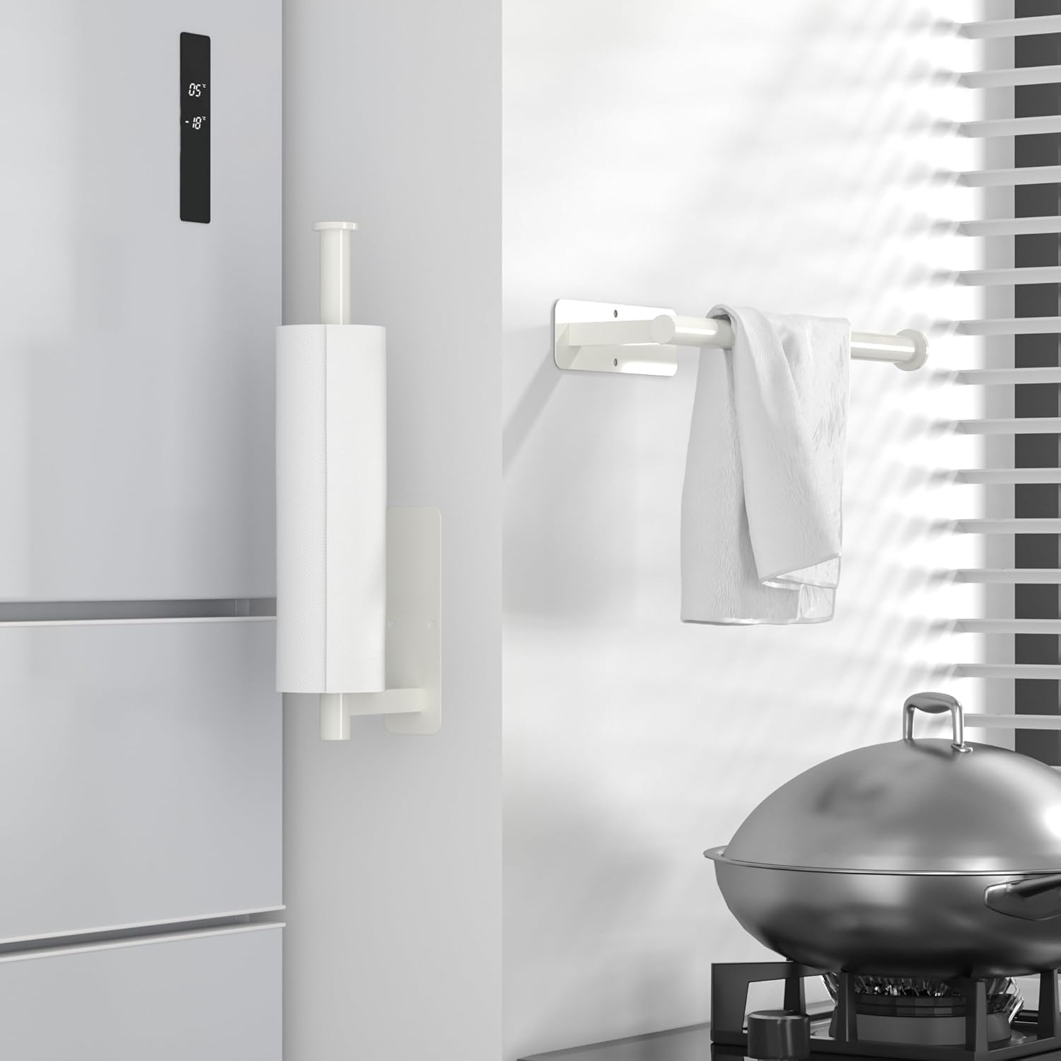ASTOFLI Paper Towel Holder Under Cabinet No Drilling, Self Adhesive Paper Towel Holder Wall Mount for Kitchen Rack, Under Counter Napin Holder No Drill, 304 Stainless Steel Matte Black - Homesidy.com