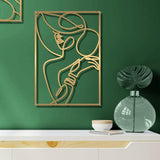 Glamativity 4 Pack Gold Wall Art Decor, Minimalist Single Line Real Metal Wall Art, Womans Body Shape Abstract Wall Art (Gold Classic Style, 17 x 11.8) - Homesidy.com