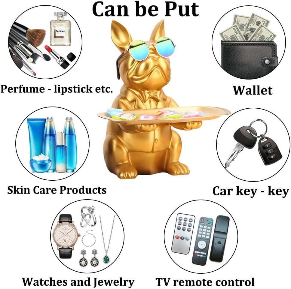 French Bulldog Gifts Statue Tray Organizer for Keys, Candy, Jewelry, Earrings, Entrance Piggy Bank - Modern Decor Resin French Bulldog Decor Entryway Table, Coffee Table, Office Desk, Home Decor - Homesidy.com