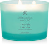 Chesapeake Bay Candle Mind &amp; Body 3 - Wick Coffee Table Jar Candle, Nourish Renew (Coconut &amp; Sandalwood) - Homesidy.com
