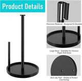 Paper Towel Holder Countertop, Standing Paper Roll Holder with Anti Slip Weighted Base, Stainless Steel Freestanding Paper Towel Holder for Kitchen, Black - Homesidy.com