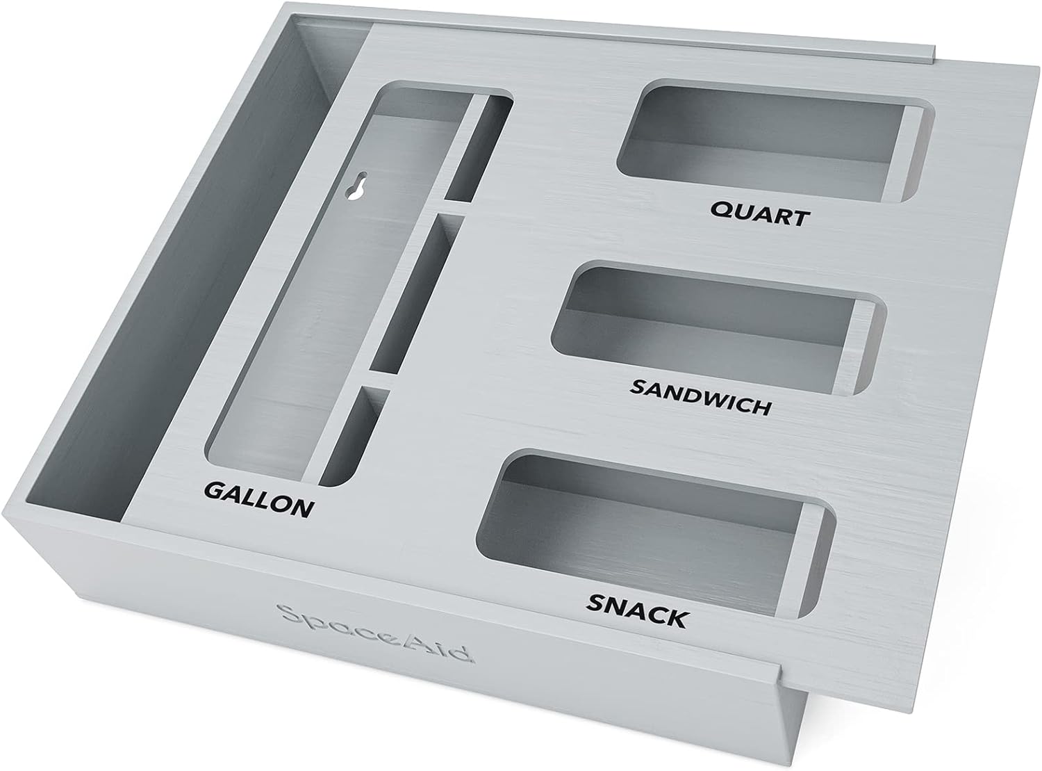 SpaceAid Bag Storage Organizer for Kitchen Drawer, Bamboo Organizer, Compatible with Gallon, Quart, Sandwich and Snack Variety Size Bag (1 Box 4 Slots) - Homesidy.com