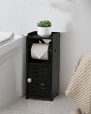 AOJEZOR Toilet Paper Holder Stand: No Drill PVC Small Bathroom Cabinet for Apartment Dwellers - Rental Deposit Protection - Small Space Storage Saving - Homesidy.com