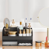 Makeup Organizer with Drawers, Cosmetic Storage for Dresser Vanity and Bathroom Countertop, Beauty Holder for Lipstick Brush, Skincare Organizer for Vanity, Cosmetic Display Case (White) - Homesidy.com