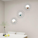3 Pack Metal Mirrors for Wall Sunburst Wall Mirrors Home Décor Decorative Hanging Wall Art for Living Room Bedroom Entryway (Gold, Flower Sunburst) - Homesidy.com
