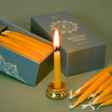 20 Minute Pure Beeswax Candles, Drip - Free Meditation Candles, Mini Taper Candles, Set of 50 Without Brass Candle Holders - Homesidy.com