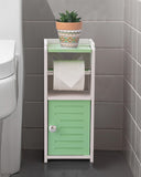 AOJEZOR Toilet Paper Holder Stand: No Drill PVC Small Bathroom Cabinet for Apartment Dwellers - Rental Deposit Protection - Small Space Storage Saving - Homesidy.com