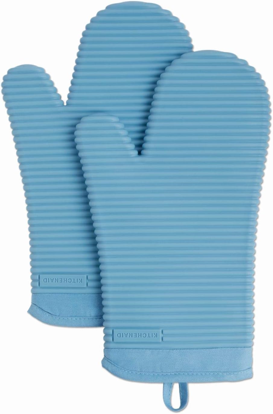 KITCHENAID Ribbed Soft Silicone Oven Mitt 2 - Pack Set, 7.5&34;x13&34;, Milkshake - Homesidy.com