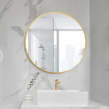 HARRITPURE Round Mirror 30 Black Wall Mounted Circle Mirrors Vanity Mirror with Brushed Aluminum Alloy Frame Modern Decoration for Bathroom, Living Room, Vanity, Bedroom, Entryway - Homesidy.com