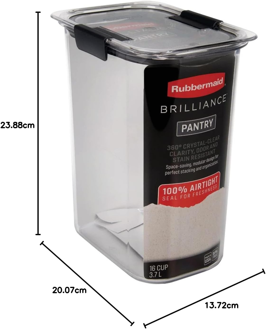 Rubbermaid Brilliance Pantry Airtight Food Storage Container, BPA - Free 7.8 Cup, Ideal for Brown Sugar - Efficient, Leak - Proof and Dishwasher - safe - Homesidy.com