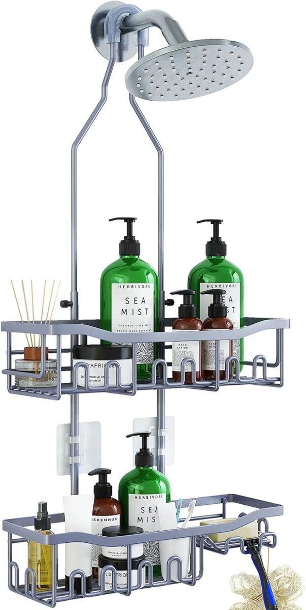 Joqixon Upgraded Extended Length Shower Organizer with Hooks, Rustproof Shampoo Soap Holder, Large Hanging Bathroom Caddy - Homesidy.com