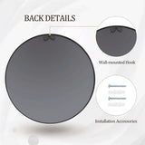 HARRITPURE Round Mirror 30 Black Wall Mounted Circle Mirrors Vanity Mirror with Brushed Aluminum Alloy Frame Modern Decoration for Bathroom, Living Room, Vanity, Bedroom, Entryway - Homesidy.com