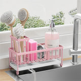 Cisily Black Sponge Holder for Kitchen Sink, Sink Caddy Organizer with High Brush Holder, Kitchen Countertop Organizers and Storage Essentials, Rustproof 304 Stainless Steel, Soap Dispenser Organize - Homesidy.com