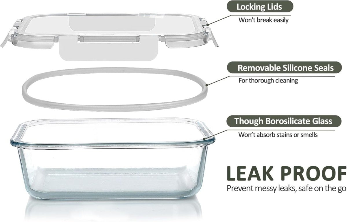 M MCIRCO 24 - Piece Glass Food Storage Containers with Upgraded Snap Locking Lids,Glass Meal Prep Containers Set - Airtight Lunch Containers, Microwave, Oven, Freezer and Dishwasher - Homesidy.com