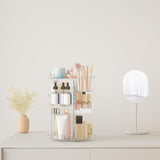 Rotating Makeup Organizer, DIY 8 Adjustable Layers Spinning Skincare Organizer, Cosmetic Display Case with Brush Holder Perfume Tray, Multi - Function Storage Carousel for Vanity Bathroom Countertop - Homesidy.com