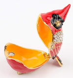 SEVENBEES Cardinal Bird Trinket Box Metal Enameled Animal Figurines Collectable Wedding Jewelry Ring Holder Organizer - Mothers Day Gifts - Homesidy.com