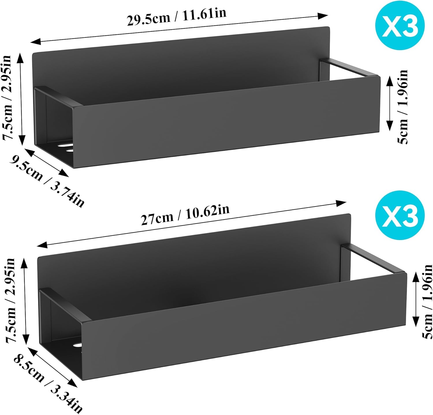 HuggieGems Metal 4 Pack Magnetic Spice Storage Rack Organizer for Refrigerator and Oven, Black Fridge Organizers and Storage - Homesidy.com