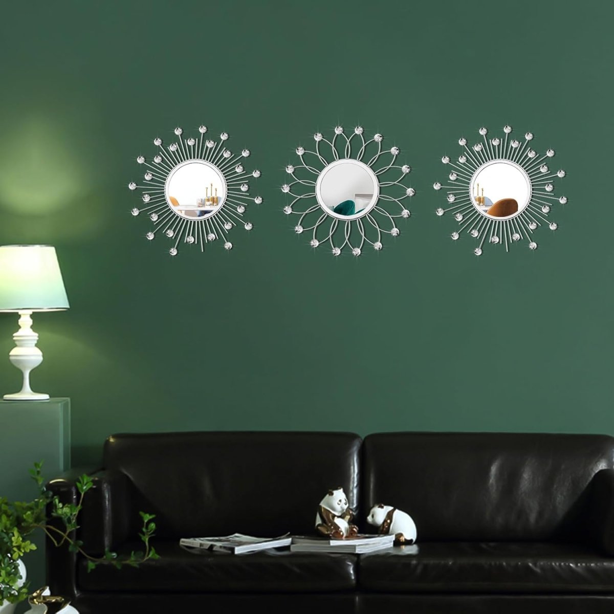3 Pack Metal Mirrors for Wall Sunburst Wall Mirrors Home Décor Decorative Hanging Wall Art for Living Room Bedroom Entryway (Gold, Flower Sunburst) - Homesidy.com