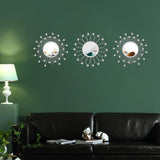 3 Pack Metal Mirrors for Wall Sunburst Wall Mirrors Home Décor Decorative Hanging Wall Art for Living Room Bedroom Entryway (Gold, Flower Sunburst) - Homesidy.com