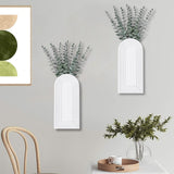 Dnnnii 2 Pack Wooden Wall Vase Set - Brown Finish Modern Farmhouse &amp; Boho Wall Decor for Entryway, Hallway, Bathroom, Living Room, Dining Room, Narrow Spaces - Homesidy.com