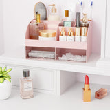 Makeup Organizer with Drawers, Cosmetic Storage for Dresser Vanity and Bathroom Countertop, Beauty Holder for Lipstick Brush, Skincare Organizer for Vanity, Cosmetic Display Case (White) - Homesidy.com