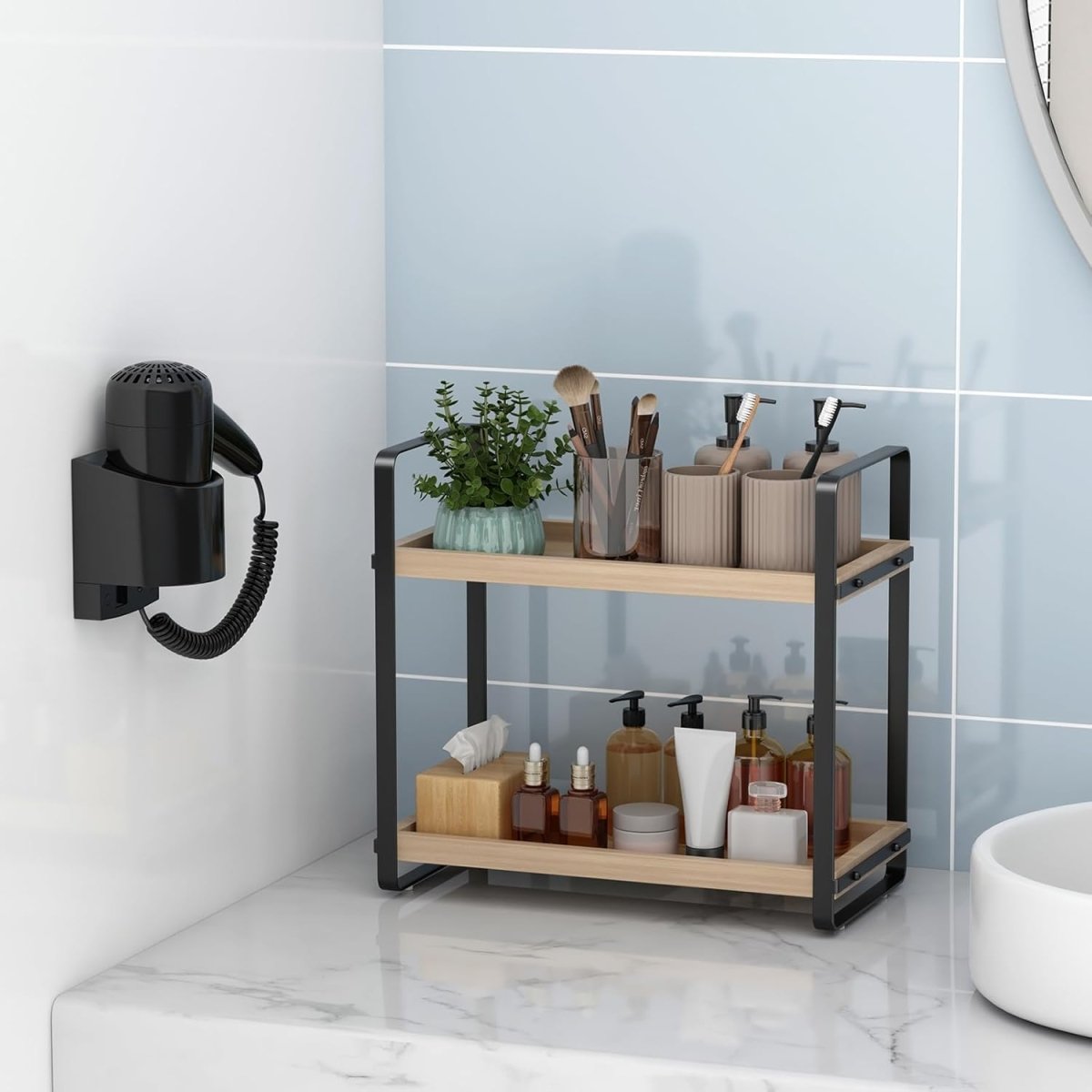 HNRLOY Bathroom Counter Organizer,Bathroom Countertop Organizer,Counter Shelf,Countertop Storage,Organization and Storage,Makeup Shelf,Sink Caddy(Brown 3 Tier) - Homesidy.com