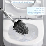 Sellemer Toilet Brush and Holder Set - Flexible Toilet Bowl Brush Head with Silicone Bristles, Compact Size for Storage and Organization, Ventilation Slots Base (1 Pack, Silver) - Homesidy.com