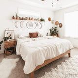 Scandinavian Decor 5 - Piece Acrylic Wall Decor - Wooden Moon Phase Mirror, Bohemian Design for Living Room, Bedroom - Beige - Homesidy.com