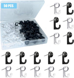 50 PCS Push Pin Hooks, Plastic Heads Cork Board Hooks Decorative Thumb Tacks Hook for Photo Wall, Bulletin Board, Home Wall, Home Office School Supplies (Black and Clear) - Homesidy.com