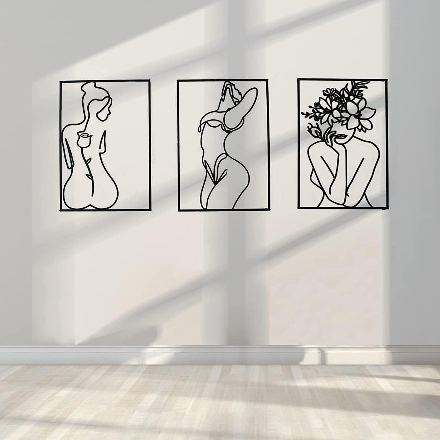 Glamativity 4 Pack Gold Wall Art Decor, Minimalist Single Line Real Metal Wall Art, Womans Body Shape Abstract Wall Art (Gold Classic Style, 17 x 11.8) - Homesidy.com