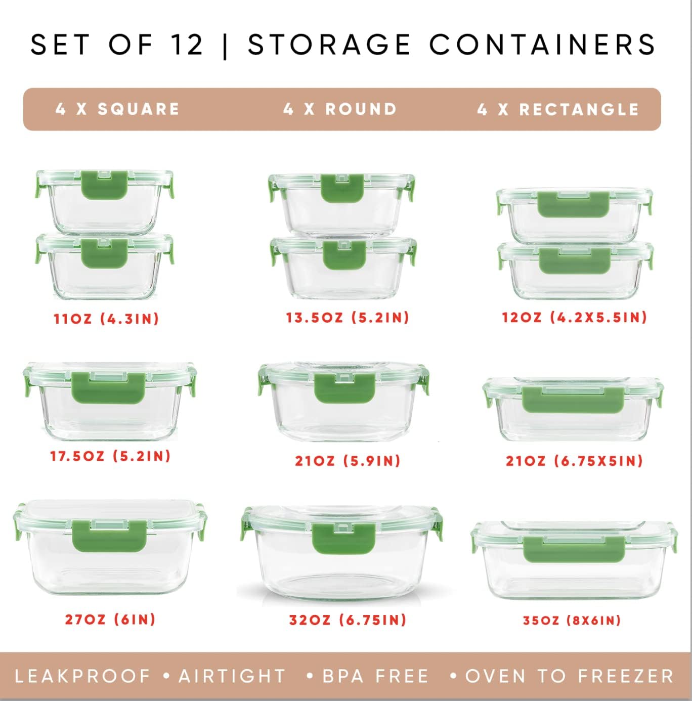 JoyJolt 24pc Borosilicate Glass Storage Containers with Lids | 12 Airtight/Freezer Safe Food Storage Containers for Pantry and Kitchen | Meal Prep Container for Lunch | Glass Tupperware Set - Homesidy.com