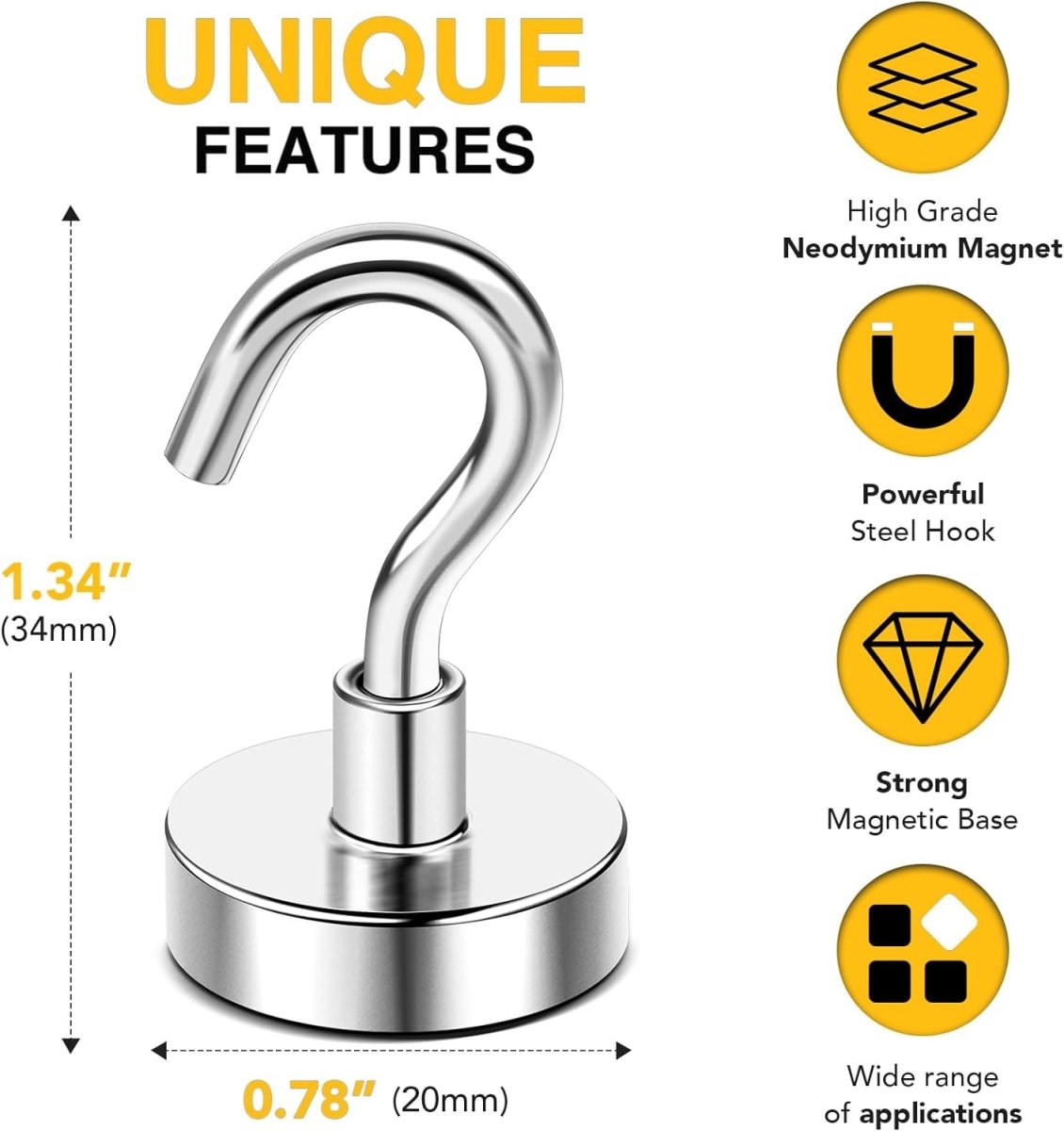 DIYMAG Magnetic Hooks, 30lbs Magnet Hook 2025 Cruise Cabin Ship Essentials Heavy Duty Strong Magnets Refrigerator Fridge Hanging for Classroom Beach Vacation Kitchen Grills Home 20 Pack (Silver) - Homesidy.com
