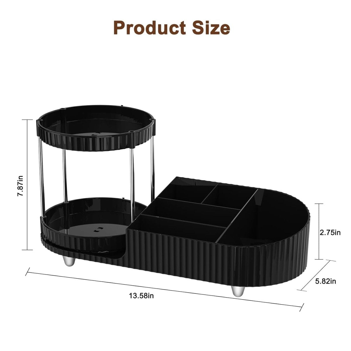 Makeup Organizer Countertop for Vanity, Rotating Perfume Tray with 5 - compartment Cosmetic and Skincare Organizers, Multi - Purpose Desk Storage Makeup Brush Holder for Bathroom Bedroom Counter - Homesidy.com