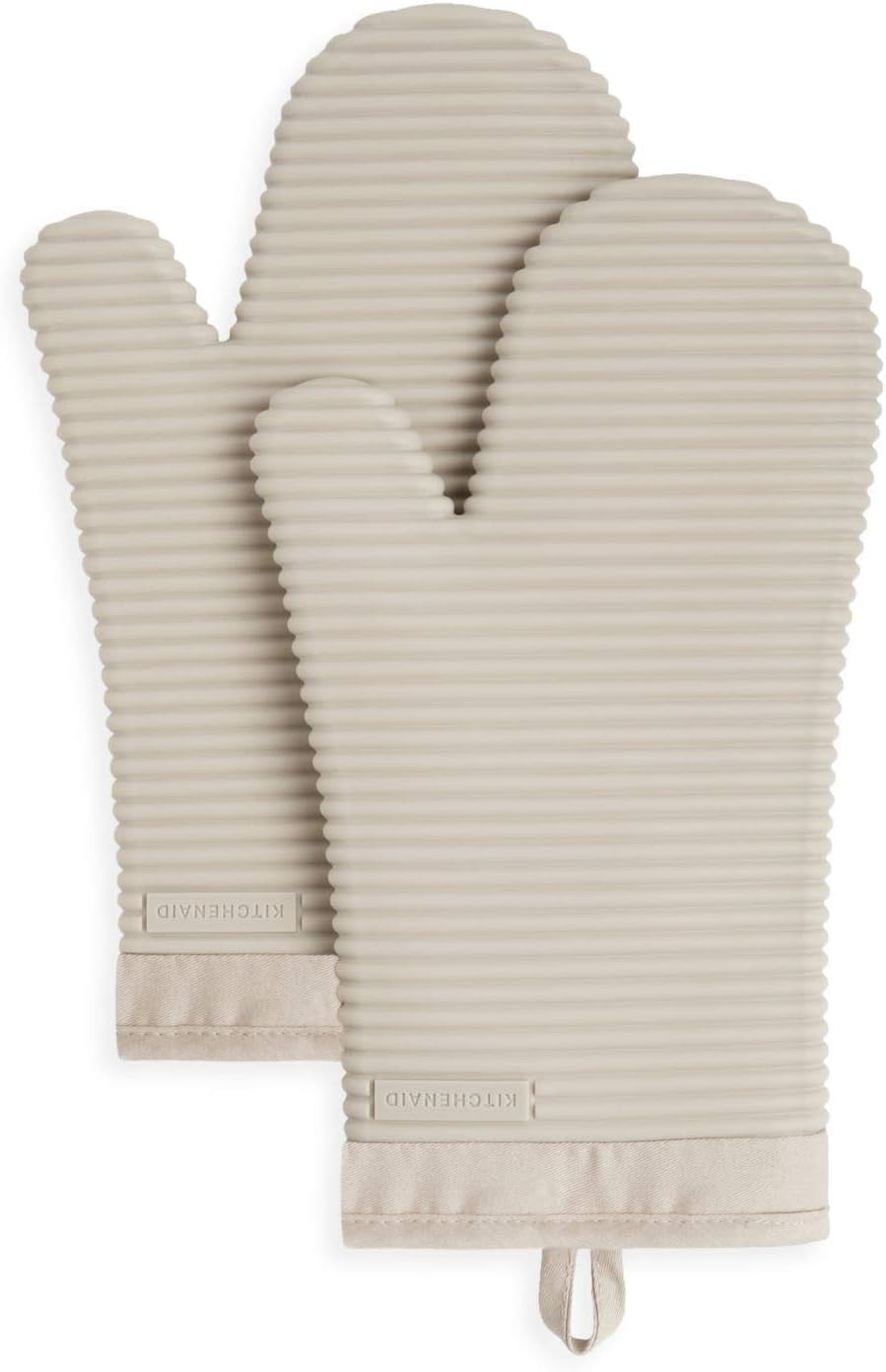 KITCHENAID Ribbed Soft Silicone Oven Mitt 2 - Pack Set, 7.5&34;x13&34;, Milkshake - Homesidy.com