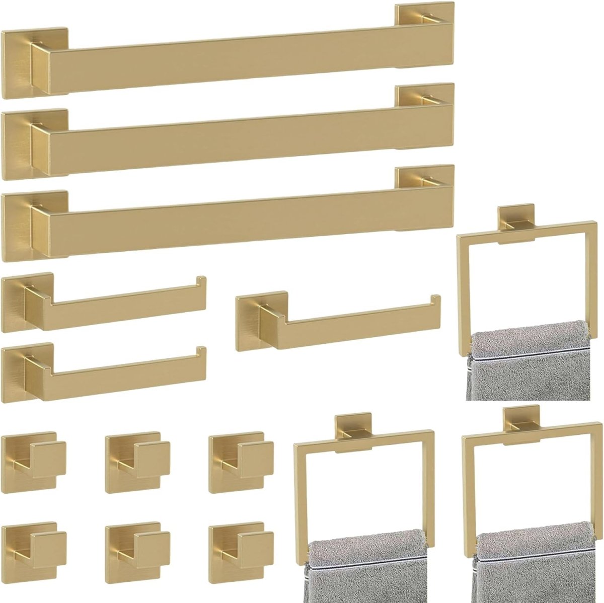 5 - Pieces Matte Black Bathroom Hardware Accessories Set, SUS304 Stainless Steel Bath Towel Bar Set, Towel Racks for Bathroom Wall Mounted. - Homesidy.com