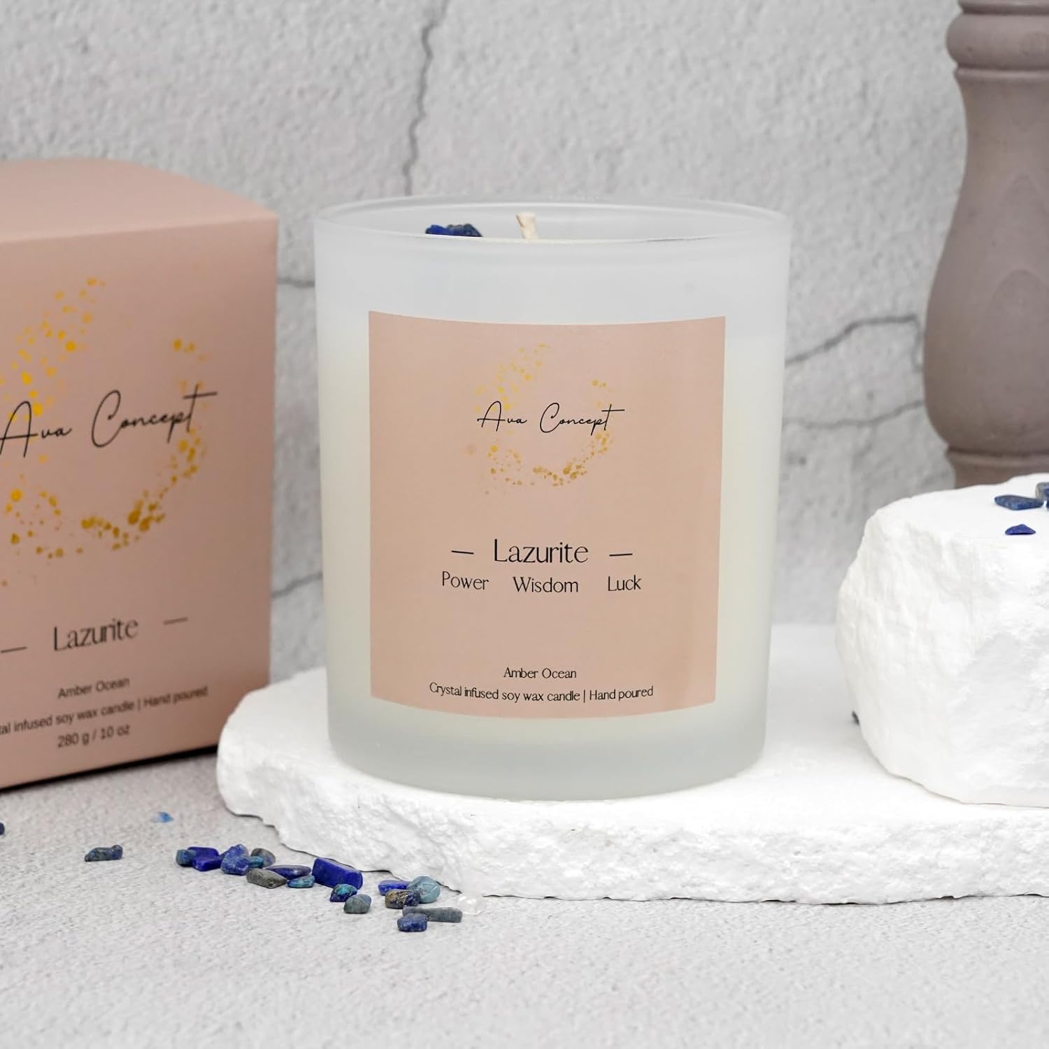 ava concept - Soy Candles with Crystals - Aromatherapy Scented Candle for Women - Lavender Vanilla Gift Set - Small Wax Melts - 3 Pack 3.5oz - Homesidy.com