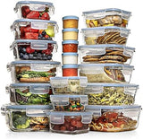 Razab 35 Pc Set Glass Food Storage Containers with Lids - Meal Prep Airtight Bento Boxes BPA - Free 100% Leak Proof (15 lids,15 glass &amp; 5 Plastic Sauce/Dip Containers) - Homesidy.com