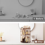 Rotating Makeup Organizer, DIY 8 Adjustable Layers Spinning Skincare Organizer, Cosmetic Display Case with Brush Holder Perfume Tray, Multi - Function Storage Carousel for Vanity Bathroom Countertop - Homesidy.com