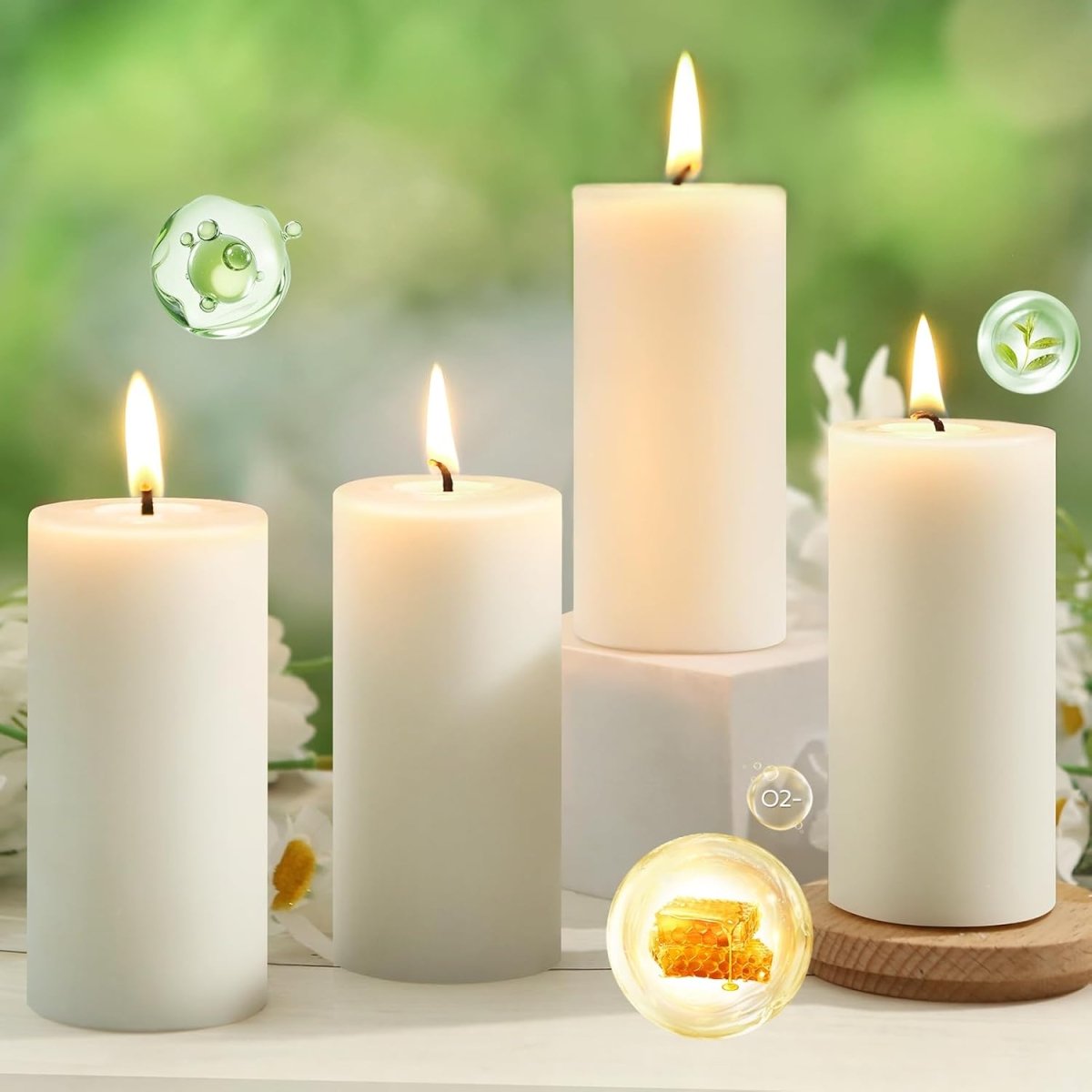 Natural Beeswax Pillar Candles,100% Pure Beeswax Candles - 258 Hours Long Burning,Off - White Unscented Bees Wax Candles for Home,Prayer,Dripless Smokeless Organic Pillar Candles Bulk - 2x4in - 6 Pack - Homesidy.com