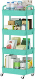 Sywhitta 3 - Tier Plastic Rolling Utility Cart with Handle, Multi - Functional Storage Trolley for Office, Living Room, Kitchen, Movable Storage Organizer with Wheels, White - Homesidy.com