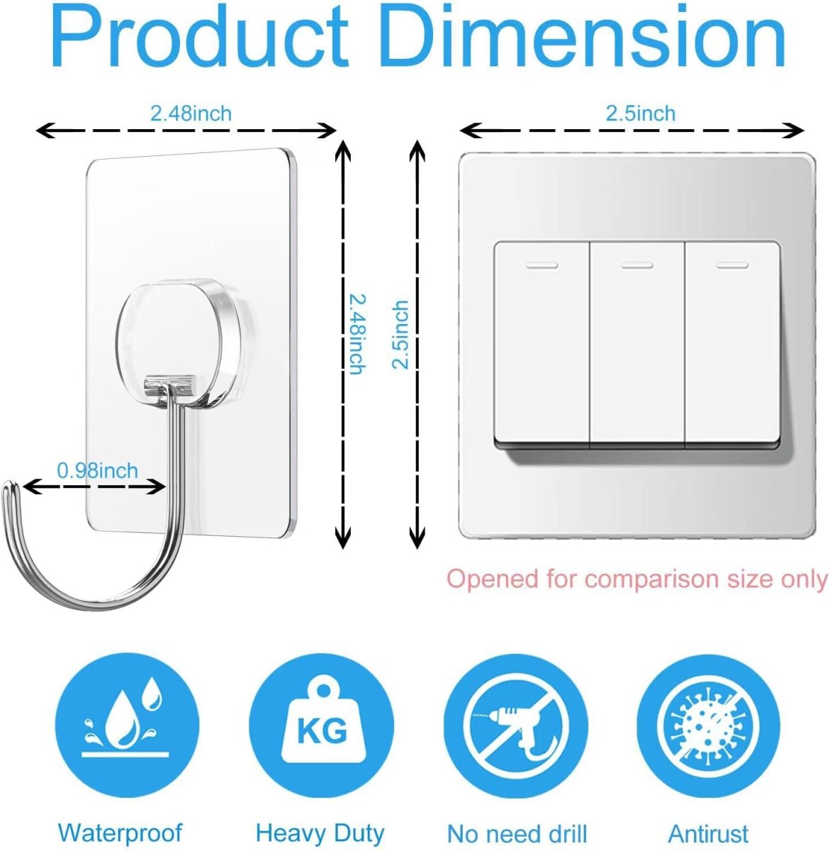 Adhesive Hooks for Hanging Heavy Duty Wall Hooks Self Adhesive Towel Coat Hooks Waterproof Transparent Hook for Bathroom Shower Kitchen Keys Door Outdoor Home Improvement Utility Hook 12 Pack - Homesidy.com