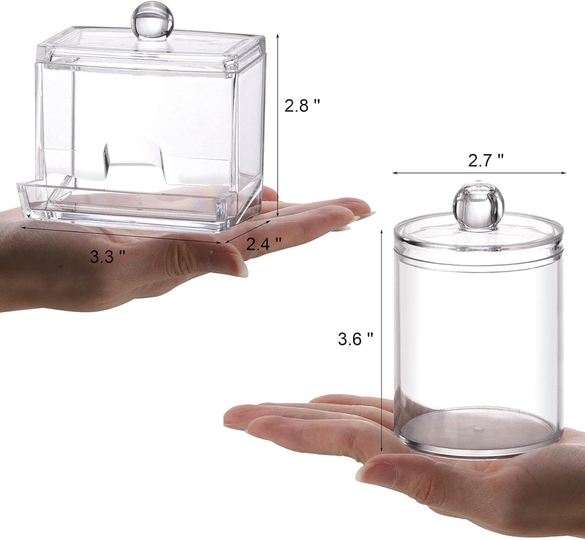 Tbestmax Qtips Holder Bathroom Container, 10 OZ Cotton Ball/Swabs Dispenser, Apothecary Jar Organizer for Storage Brown Wood Lids - Homesidy.com
