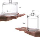 Tbestmax Qtips Holder Bathroom Container, 10 OZ Cotton Ball/Swabs Dispenser, Apothecary Jar Organizer for Storage Brown Wood Lids - Homesidy.com