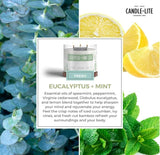 Candle - lite Essential Elements Scented Candles, Eucalyptus &amp; Mint Leaf, 14.75 oz Jar, Proudly Poured in The USA, Aromatherapy, 3 - Wick with 45 Hours Burn Time, Perfect for Creating a Relaxing Ambiance - Homesidy.com