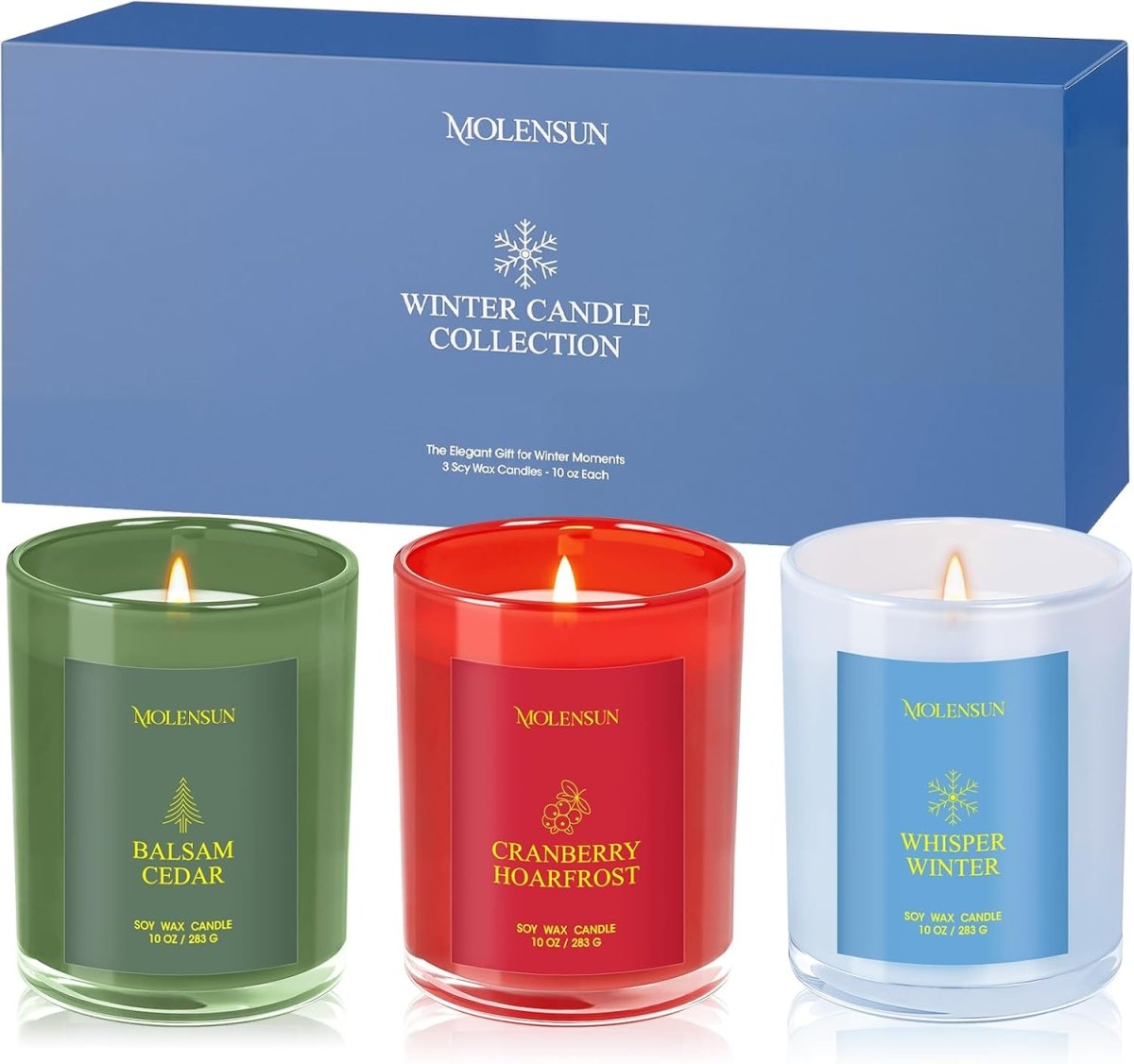 Balsam Cedar Candle, 10oz Soy Scented Candle for Home, Christmas Birthday &amp; Holiday Gifts for Women &amp; Men, Long Lasting 50 Hour Clean Non - Toxic Burn, Elegant Winter &amp; Christmas Festive Home Decor - Homesidy.com