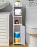 AOJEZOR Toilet Paper Holder Stand: No Drill PVC Small Bathroom Cabinet for Apartment Dwellers - Rental Deposit Protection - Small Space Storage Saving - Homesidy.com